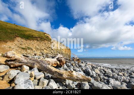 La costa del patrimonio di Nash Point, la Heritage Coast, nel Galles del Sud, che presenta una scogliera simile a una "Sfinge gallese" Foto Stock