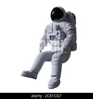 astronauta seduto, isolato su sfondo bianco Foto stock - Alamy