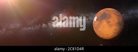 Marte, il pianeta rosso del sistema solare nello spazio vuoto Foto Stock