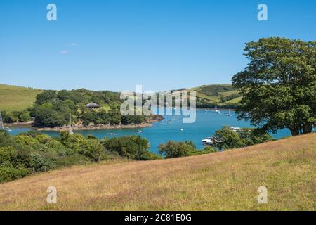 Vista estiva dell'estuario di Salcombe da Snapes Point nel South Hams, Devon, Regno Unito Foto Stock