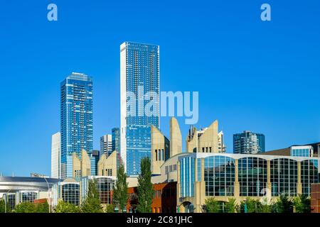 MacEwen University, Edmonton skyline, Edmonton, Alberta, Canada Foto Stock