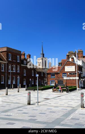 La piazza del centro città, Baldock città, Hertfordshire County, Inghilterra, Regno Unito Foto Stock