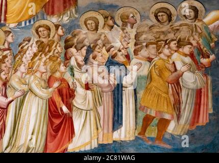 Dettaglio del Giudizio universale di Giotto nella Cappella degli Scrovegni Foto Stock