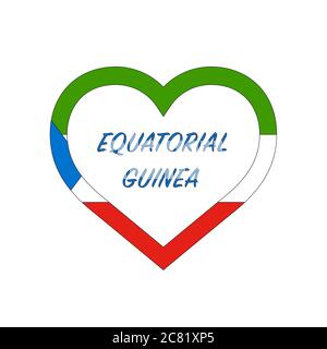 Bandiera della Guinea Equatoriale nel cuore. Amo il mio paese. Segno. Illustrazione vettoriale di stock isolata su sfondo bianco. Illustrazione Vettoriale