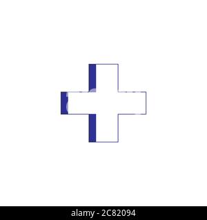 Vettore icona Cross Medicine blu. Illustrazione vettoriale di stock isolata su sfondo bianco. Illustrazione Vettoriale