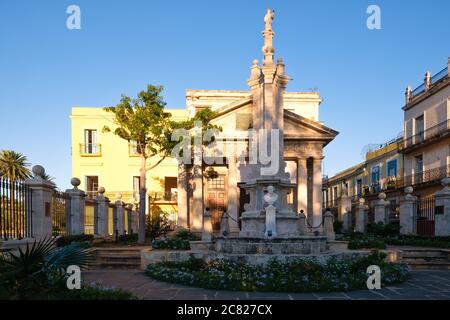 El Templete nella vecchia Avana, un antico monumento coloniale che segna il luogo della fondazione della città Foto Stock