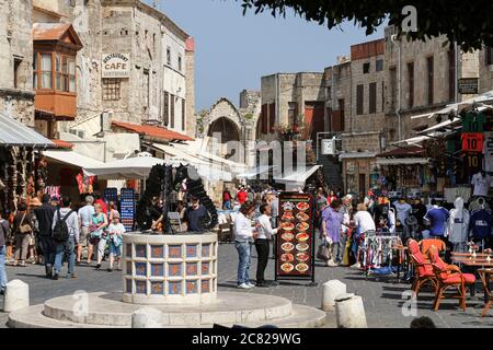 Piazza del mercato, Rodi Grecia Foto Stock