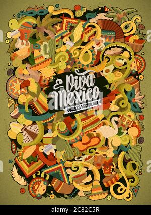 Cartoon disegni a mano doodles illustrazione latino-americana Illustrazione Vettoriale