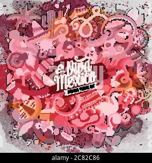 Cartoon disegni a mano doodles illustrazione latino-americana Illustrazione Vettoriale