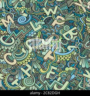 Lettere abstract decorative doodles modello senza giunture Illustrazione Vettoriale