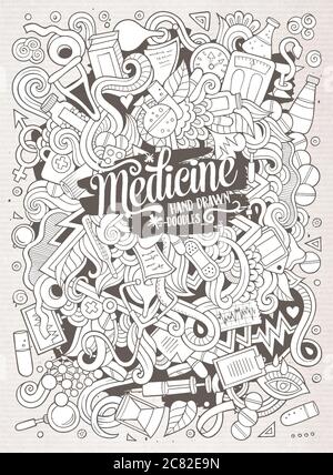 Cartoon carino doodles disegnati a mano illustrazione medica Illustrazione Vettoriale