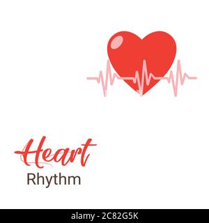 Linea dell'icona del battito cardiaco vettoriale. Elettrocardiogramma rappresentazione del ritmo della linea e della forma del cuore. Icona del vettore del ritmo cardiaco Illustrazione Vettoriale