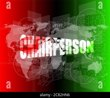 Il concetto di business: parola presidente su schermo tattile digitale Foto Stock