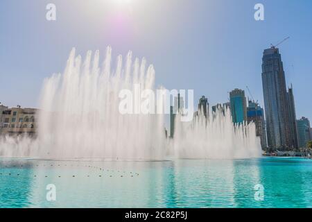 Dubai, Emirati Arabi Uniti, 20 gennaio 2020: Fontana Burj Khalifa Foto Stock