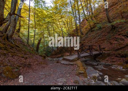 Autumn landscape near the town of Teteven, Stara planina Mountains, Bulgaria Stock Photo