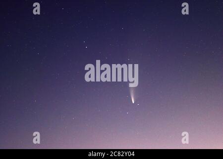 Immagine di Comet Neoswise nel cielo notturno, 18 luglio 2020, County Durham, Inghilterra, Regno Unito Foto Stock