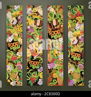 Vettoriale doodles cibo banner design Illustrazione Vettoriale