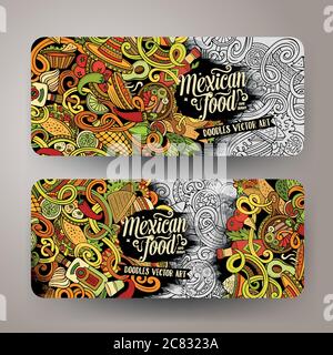 Cartoon cibo messicano doodles banner Illustrazione Vettoriale