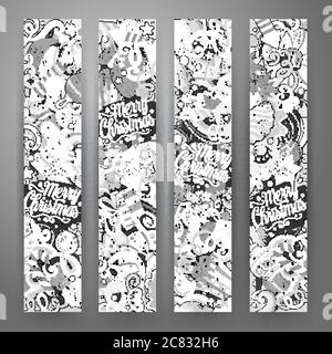 Cartoon doodles banner vacanze di Capodanno Illustrazione Vettoriale