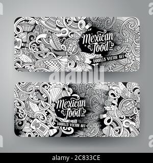 Cartoon cibo messicano doodles banner Illustrazione Vettoriale
