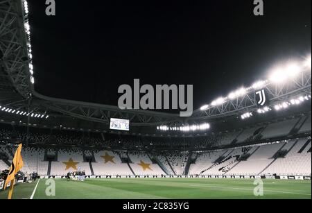Torino, Italia. 20 luglio 2020. Vista generale dello stadio Allianz prima della Serie UNA partita di calcio tra FC Juventus e Lazio a Torino, 20 luglio 2020. Credit: Federico Tardito/Xinhua/Alamy Live News Foto Stock