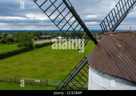 Colpo di primo piano di Ashton Windmill a Wedmore UK Foto Stock