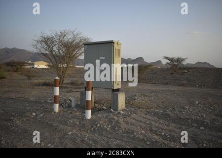 Muscat Electricity Distribution Company. Casa di distribuzione elettrica. Sala elettrica al jifnain - Muscat, Oman - 10-05-2020. Foto Stock