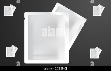 simulato su illustrazione del sacchetto di shampoo su sfondi scuri astratti Illustrazione Vettoriale