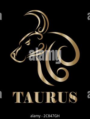 Illustrazione di Golden line Vector di Bull. È segni dello zodiaco toro. Illustrazione Vettoriale