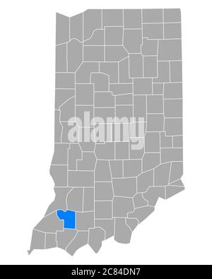 Pike sulla mappa di Indiana Foto Stock