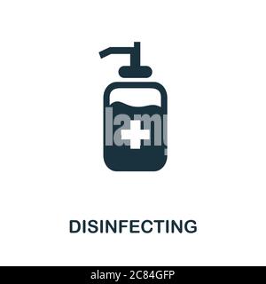 Icona gel disinfettante. Semplice elemento della raccolta di igiene personale. Creative Disinfecting gel icona per web design, modelli, infografiche e. Illustrazione Vettoriale