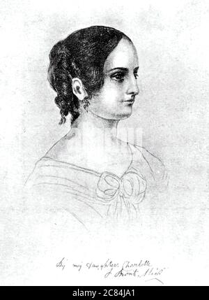 ANNE BRONTË (1820-1849) poeta e novellista inglese abbozzato dalla sorella Charlotte circa il 1835 Foto Stock