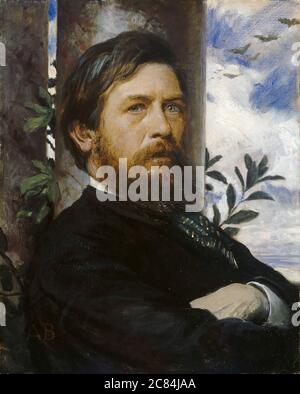 ARNOLD BÖCKLIN (1827-1901) artista simbolista svizzero in un autoritratto del 1872. Foto Stock