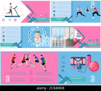 Modelli di banner sportivi Digital Vector. Informazioni presentazione grafica icone progettazione concetto Illustrazione Vettoriale