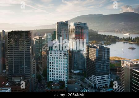 Centro di Vancouver dal Lookout, British Columbia, Canada. Foto Stock