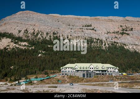 Centro visitatori del ghiacciaio Athabasca, Columbia Icefields, Alberta, Canada. Foto Stock