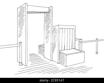 Grafico punto di controllo bordo grafico dello schizzo in bianco nero Illustrazione Vettoriale