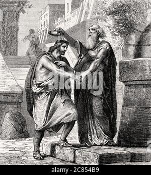 Samuele unto Saul come re, Antico Testamento; Foto Stock