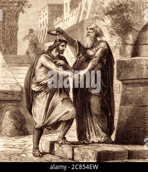 Samuele unto Saul come re, Antico Testamento; Foto Stock