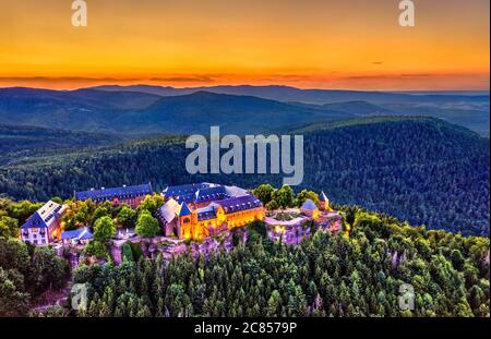 Abbazia di Mont Sainte-Odile nei Vosgi, Francia Foto Stock