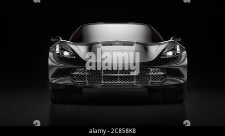 rendering 3d di una moderna berlina nera con luce da studio. Foto Stock