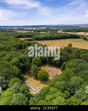 Francia, Nievre, Champallement, Compierre località, sito archeologico di Compierre, Gallo-romana rovine (vista aerea) // Francia, Nièvre (58), Champalle Foto Stock