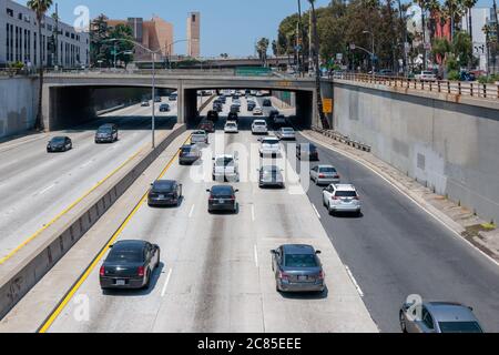 Vista sulla superstrada di Santa Ana, Los Angeles Foto Stock