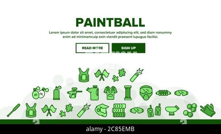 Vettore intestazione Landing Tool di gioco Paintball Illustrazione Vettoriale