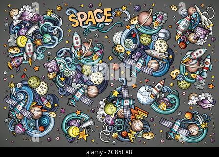 Insieme vettoriale di combinazioni di spazi di oggetti ed elementi Illustrazione Vettoriale