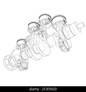 Profilo dei pistoni del motore. illustrazione 3d Foto Stock