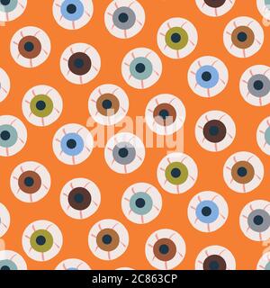 bulbi oculari polka puntini senza cuciture modello vettoriale Illustrazione Vettoriale