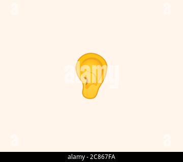 Illustrazione isolata del vettore emoji dell'orecchio umano. Emoticon dell'orecchio. Movimento dell'orecchio vettoriale Illustrazione Vettoriale