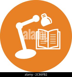 Icona del libro da lettura con luce da tavolo. Bel disegno e vettore completamente modificabile per i progetti commerciali, stampa, web o di qualsiasi tipo. Illustrazione Vettoriale