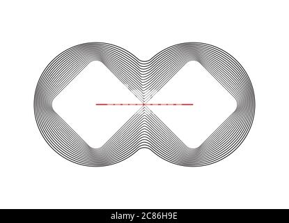 Combinazione geometrica di linee quadrate e circolari isolate su sfondo bianco, design infinity art. Elemento modello di disegno vettoriale piatto. Illustrazione Vettoriale
